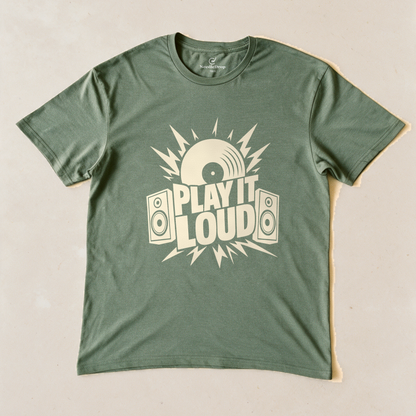 Play It Loud Tee - Military Green flatlay