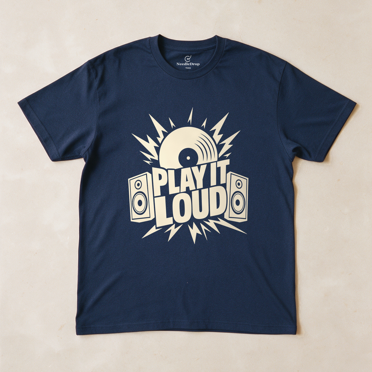 Play It Loud Tee - Navy flatlay