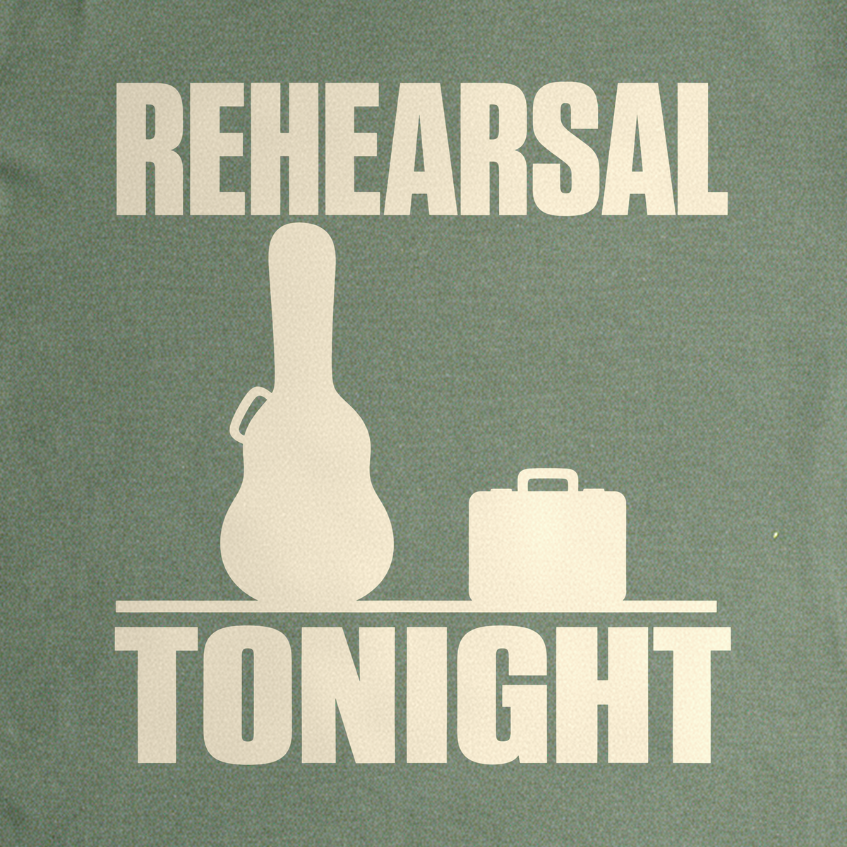 Rehearsal Tonight Tee - Military Green close-up print