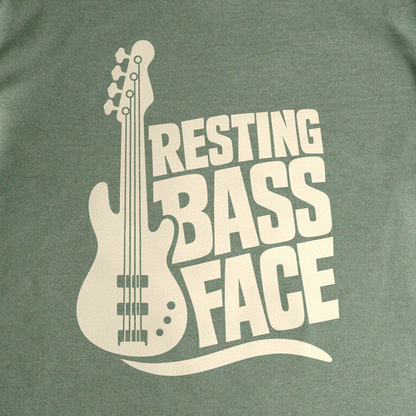Resting Bass Face Tee - Military Green close-up print