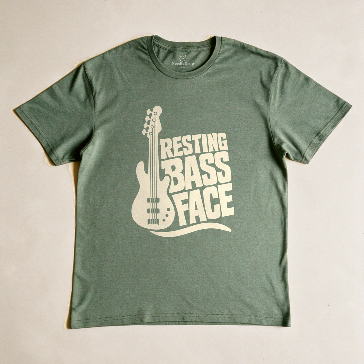 Resting Bass Face Tee - Military Green flatlay