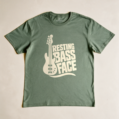 Resting Bass Face Tee - Military Green flatlay