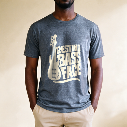 Resting Bass Face Tee - Dark Heather Grey draagfoto