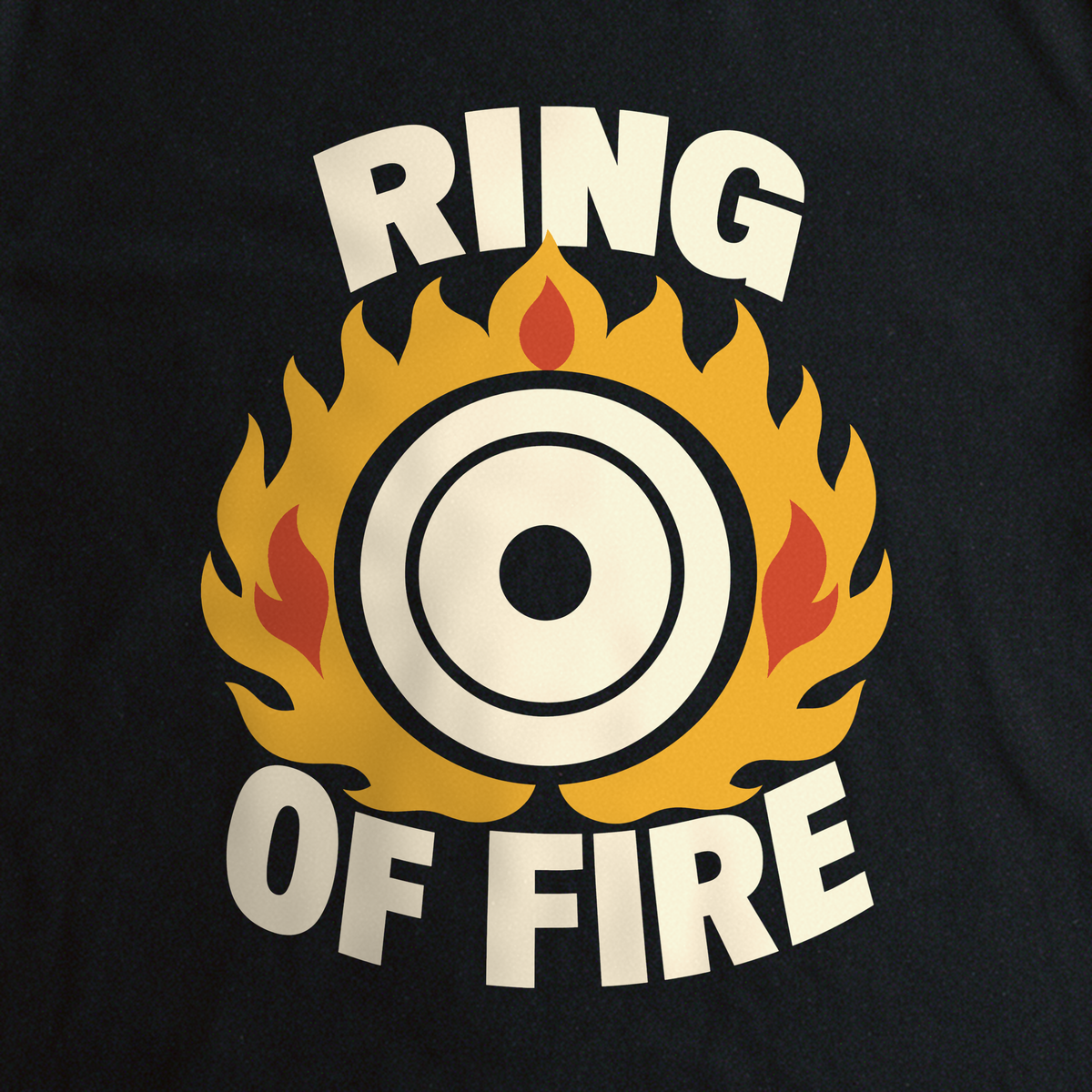 Ring of Fire Tee - Black close-up print