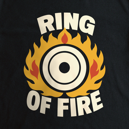 Ring of Fire Tee - Black close-up print