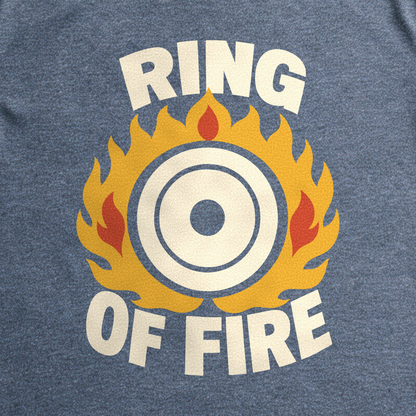 Ring of Fire Tee - Dark Heather Grey close-up print