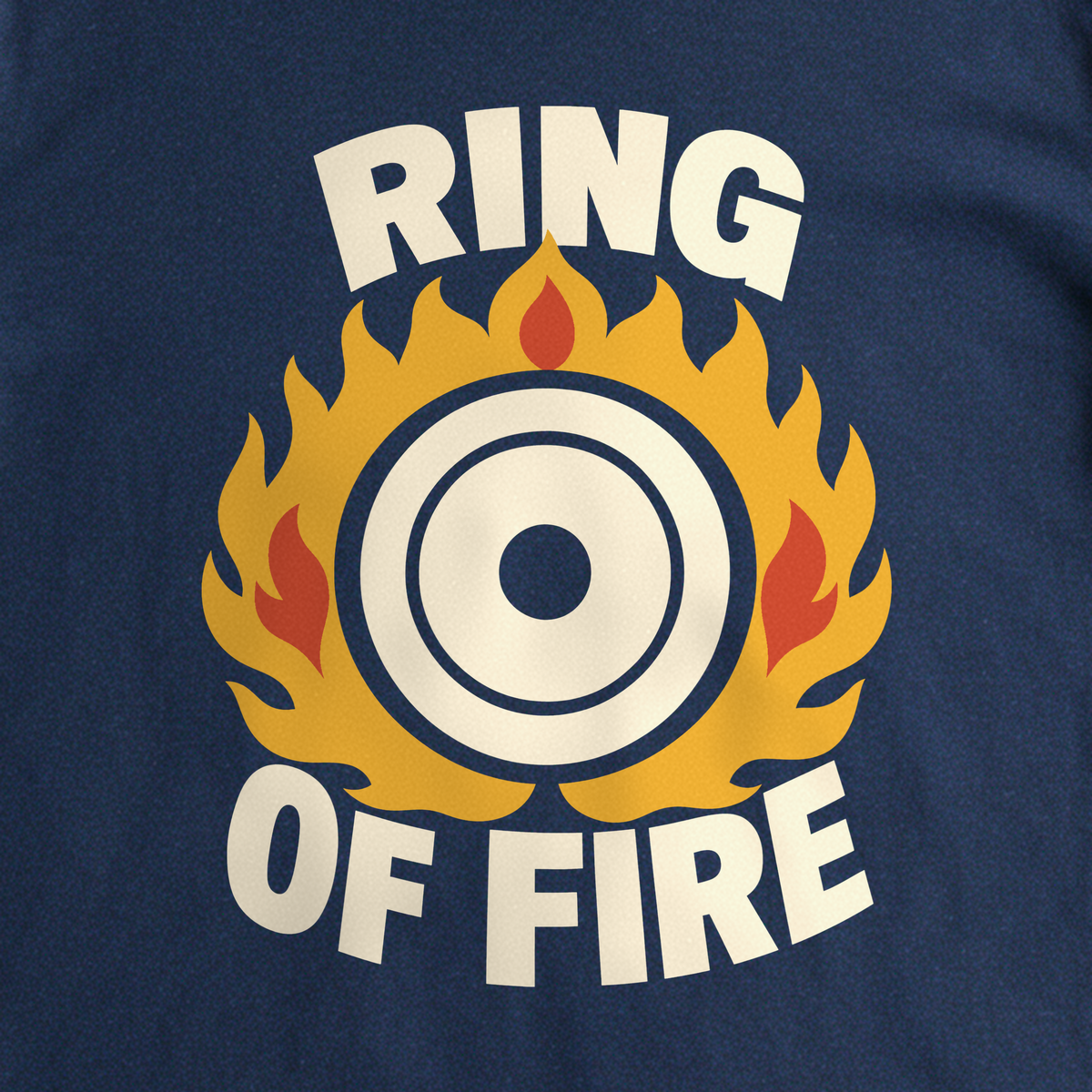 Ring of Fire Tee - Navy close-up print