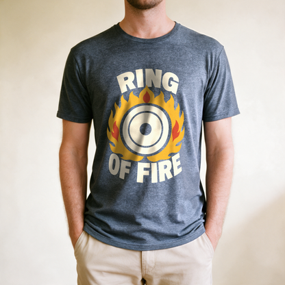 Ring of Fire Tee - Dark Heather Grey draagfoto