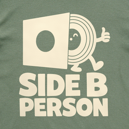 Side B Person Tee - Military Green close-up print