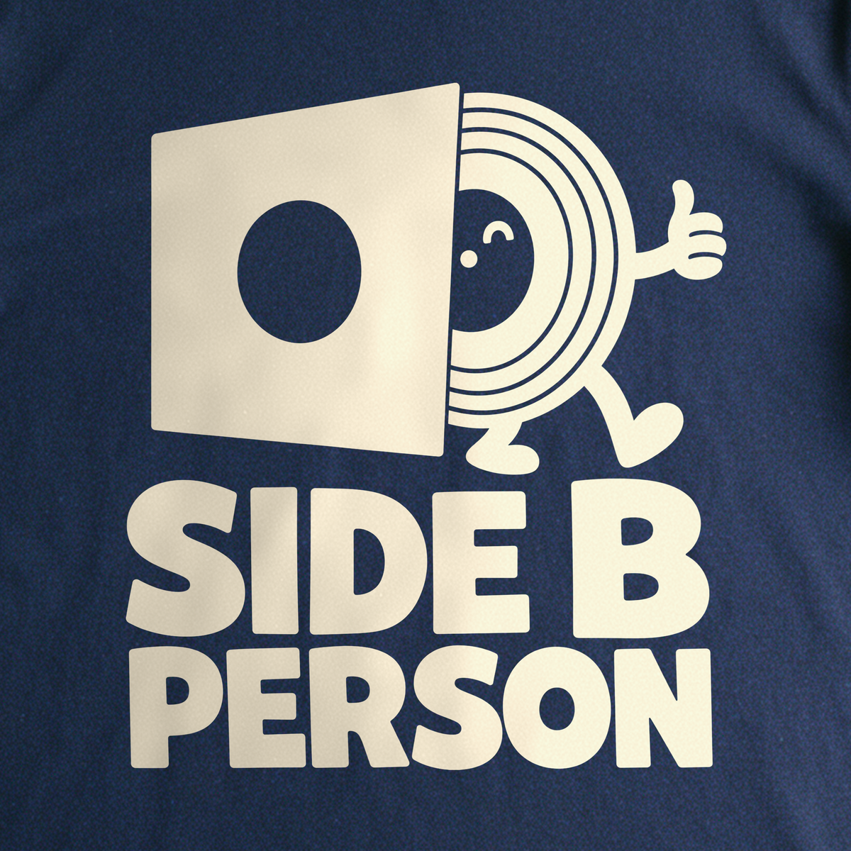 Side B Person Tee - Navy close-up print