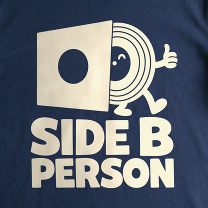 Side B Person Tee - Navy close-up print