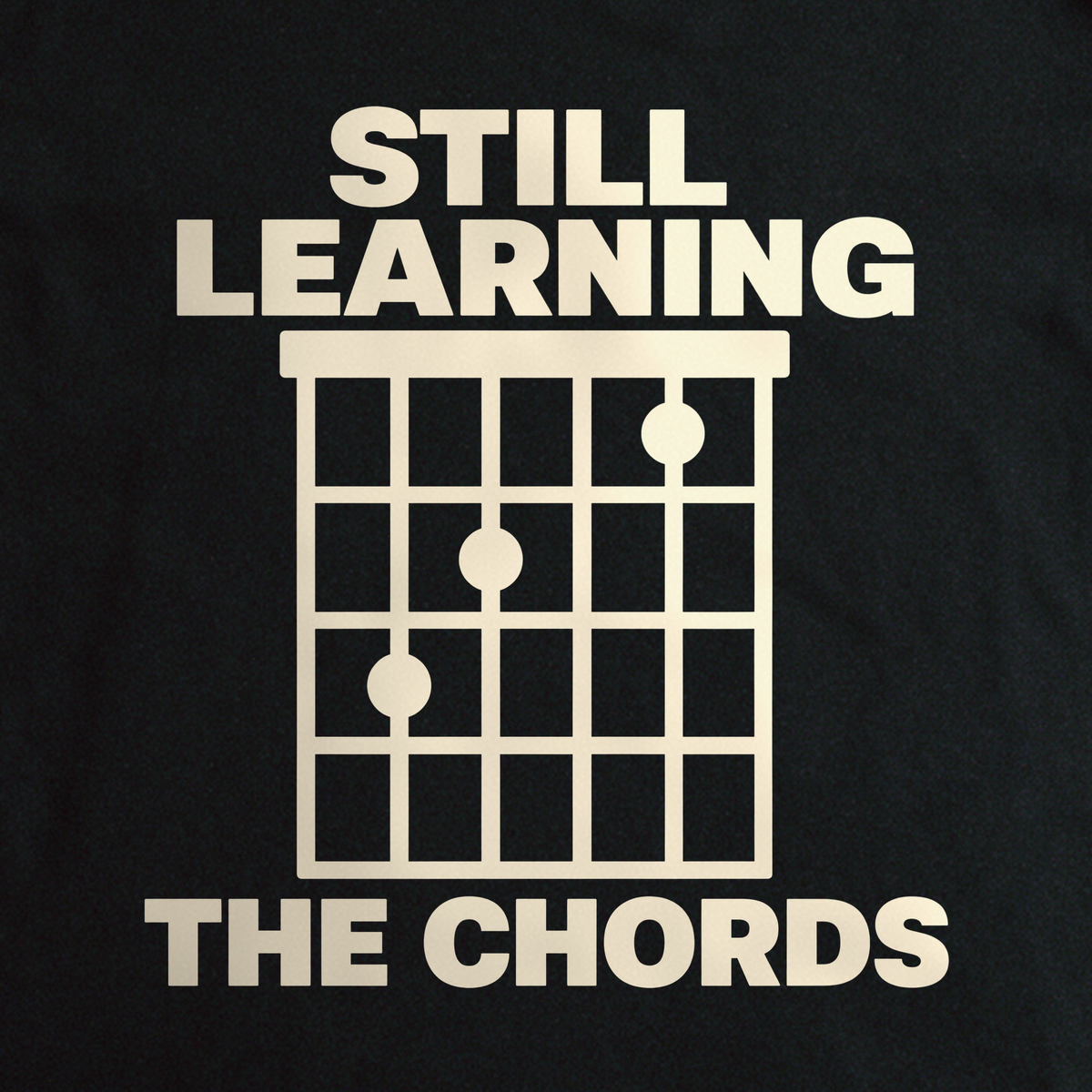 Still Learning the Chords Tee - Black close-up print