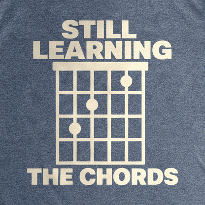 Still Learning the Chords Tee - Dark Heather Grey close-up print