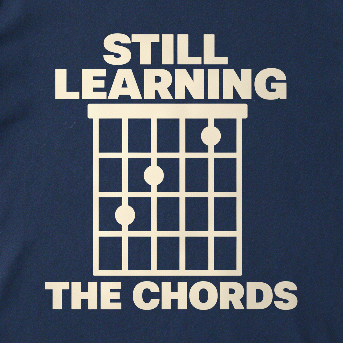 Still Learning the Chords Tee - Navy close-up print