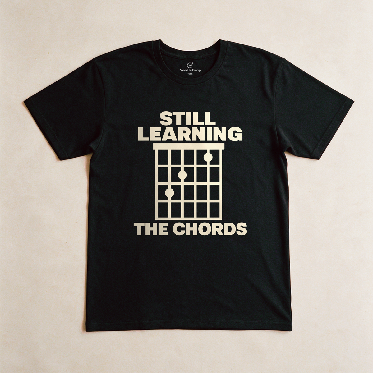 Still Learning the Chords Tee - Black flatlay