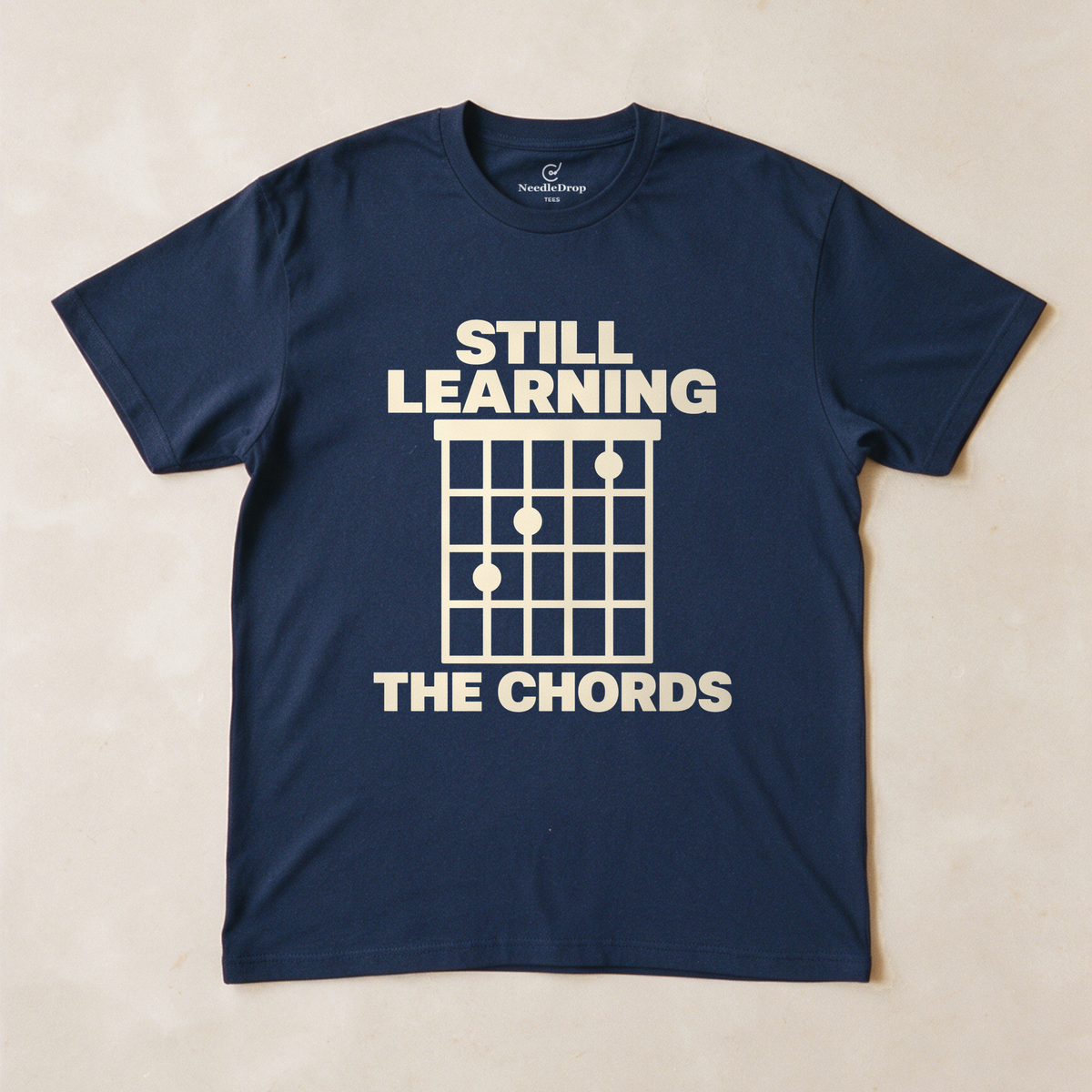 Still Learning the Chords Tee - Navy flatlay
