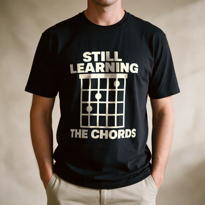 Still Learning the Chords Tee - Black draagfoto