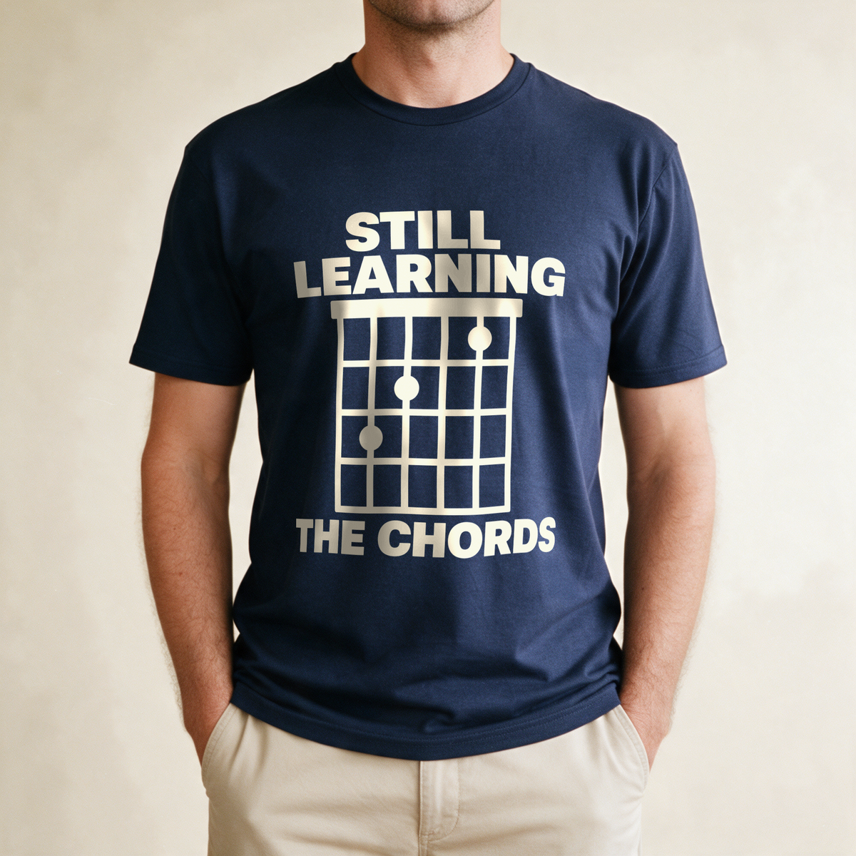Still Learning the Chords Tee - Navy draagfoto