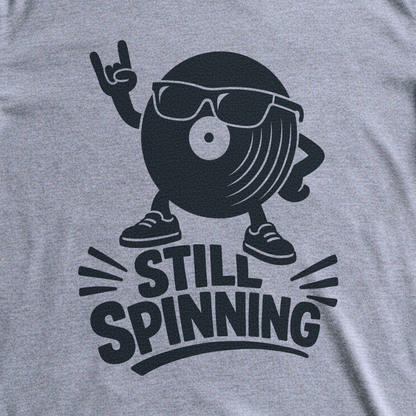 Still Spinning Tee - Sport Grey close-up print