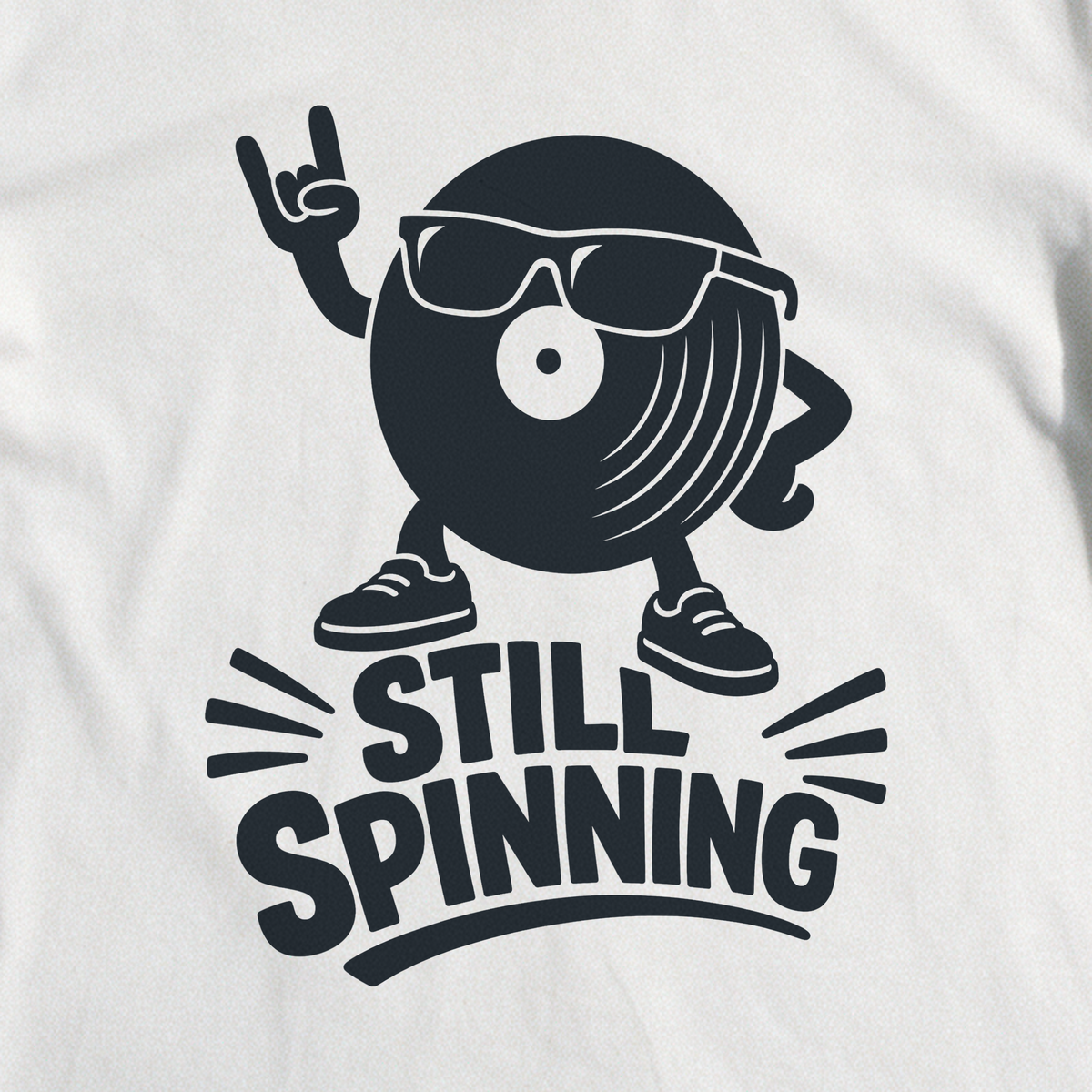 Still Spinning Tee - White close-up print