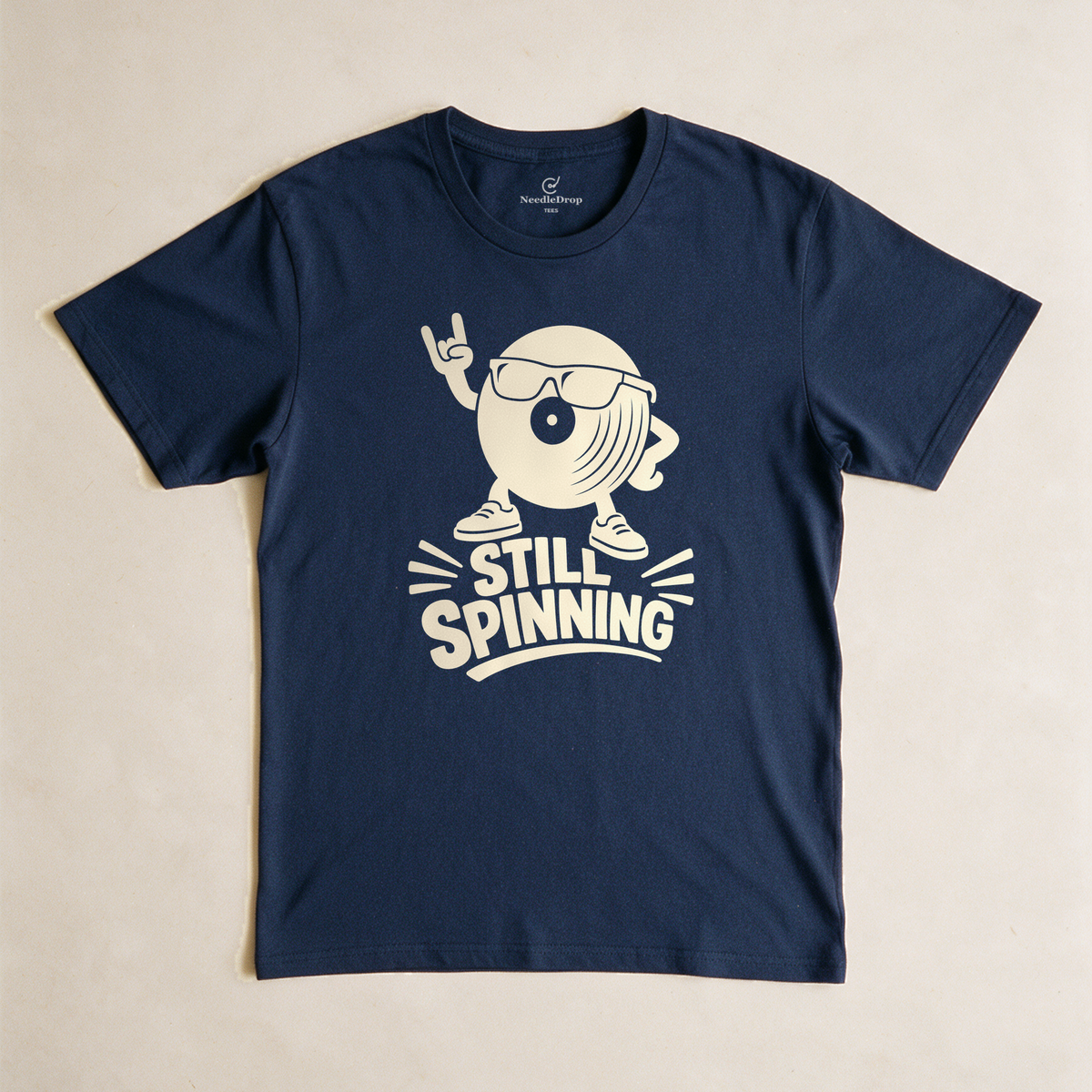 Still Spinning Tee - Navy flatlay
