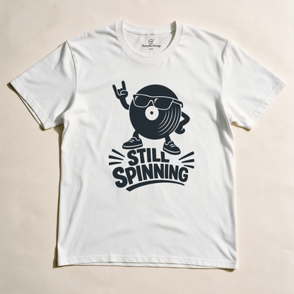 Still Spinning Tee - White flatlay
