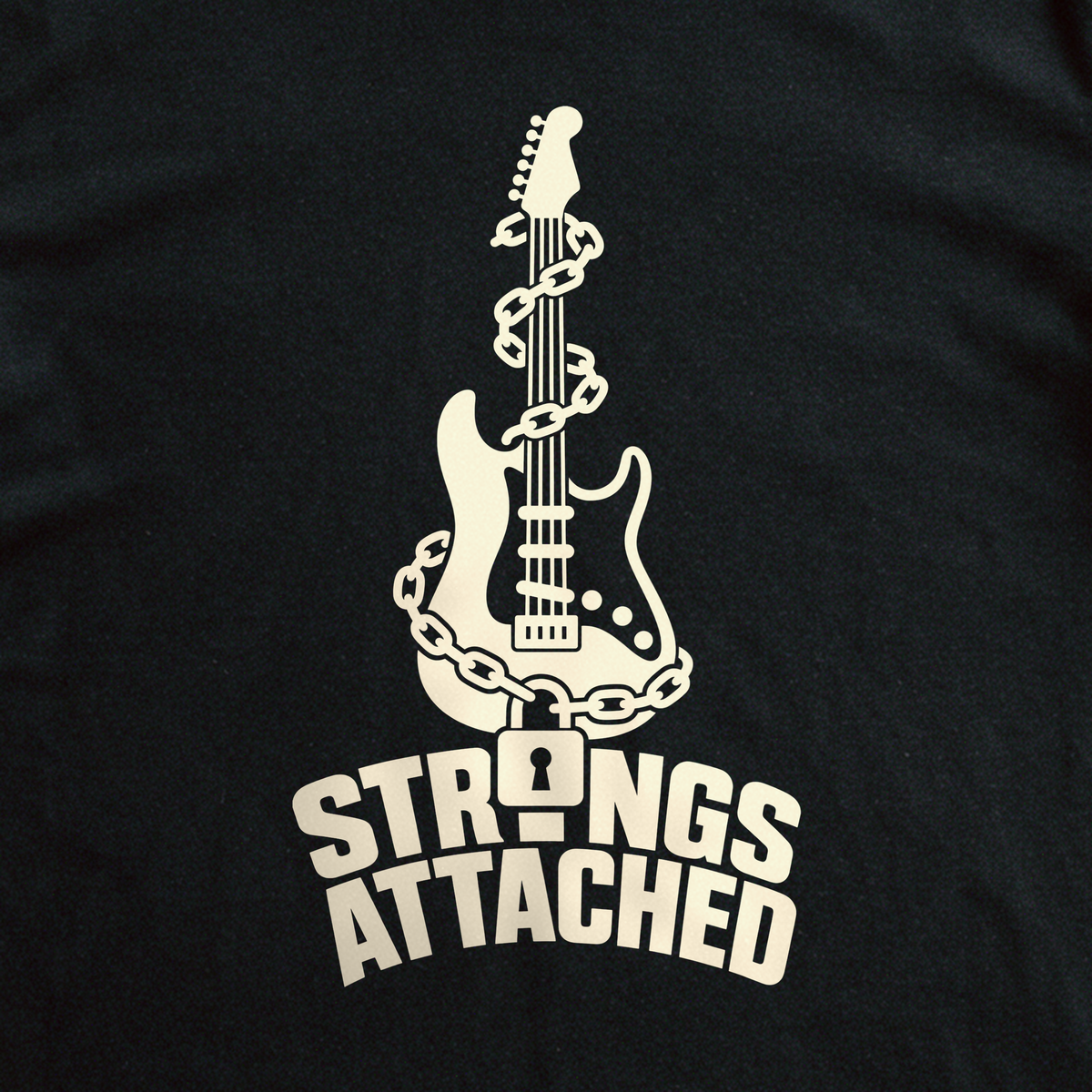 Strings Attached Tee - Black close-up print