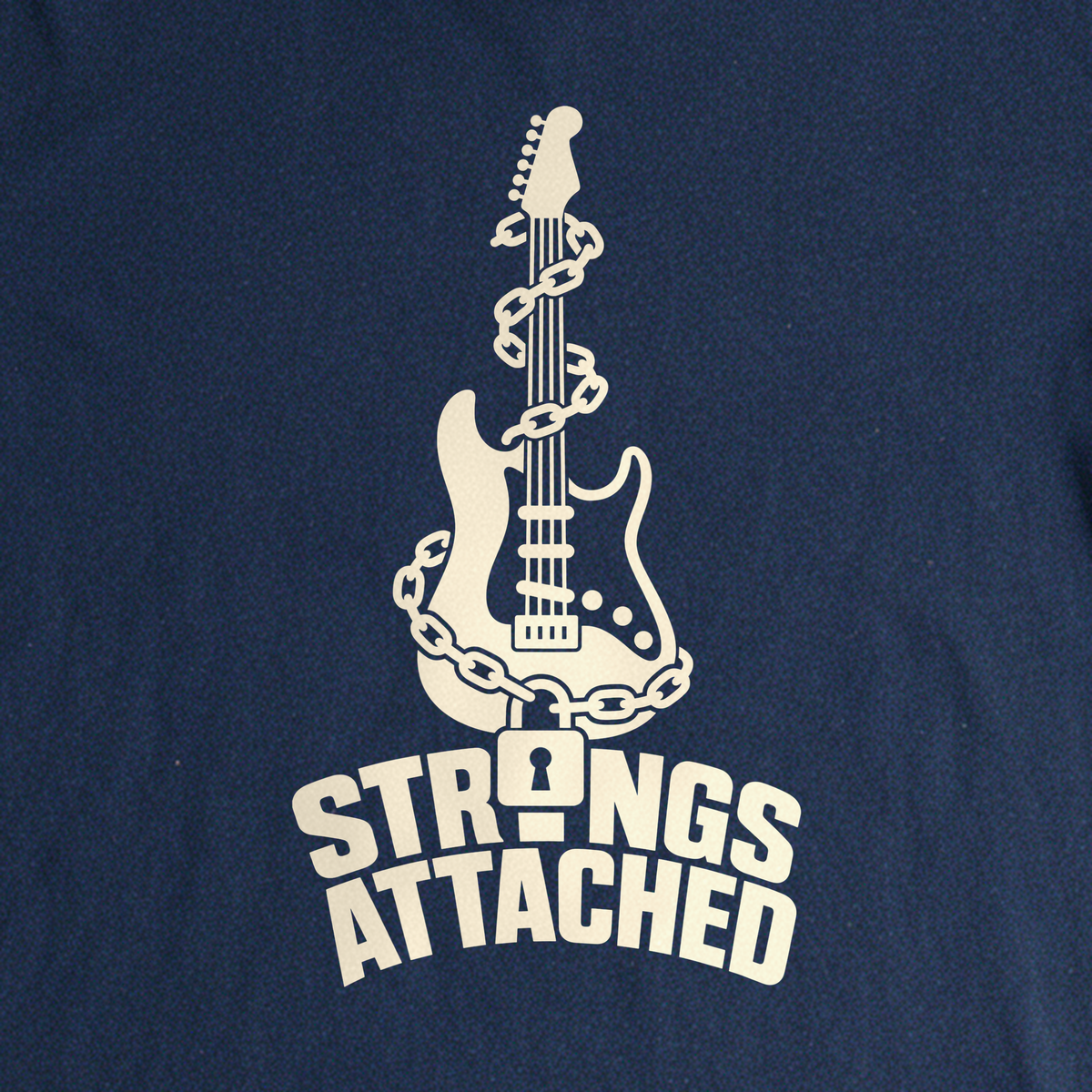 Strings Attached Tee - Navy close-up print