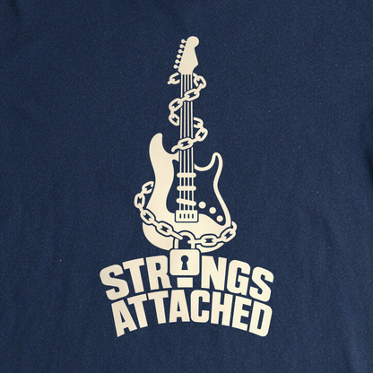 Strings Attached Tee - Navy close-up print