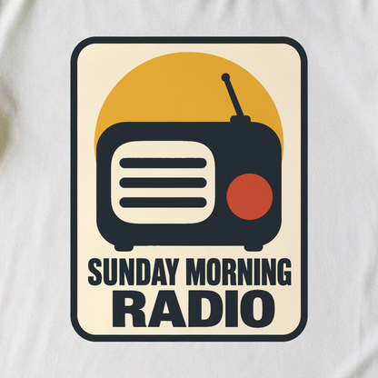 Sunday Morning Radio Tee - White close-up print