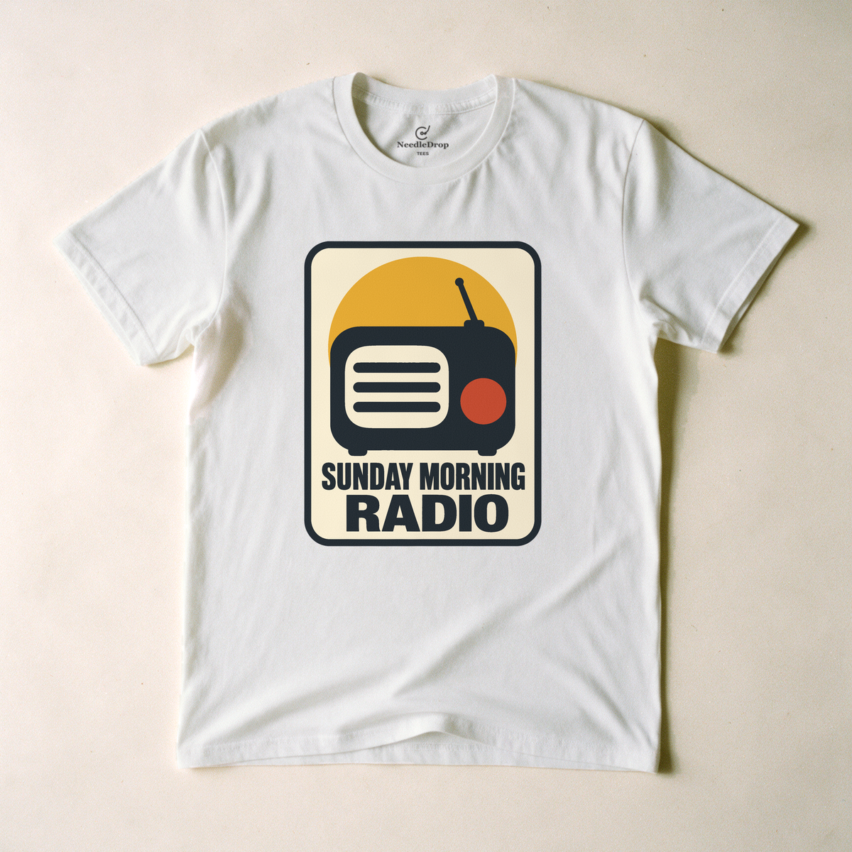 Sunday Morning Radio Tee - White flatlay