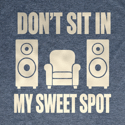 Don't Sit in My Sweet Spot Tee - Dark Heather Grey close-up print