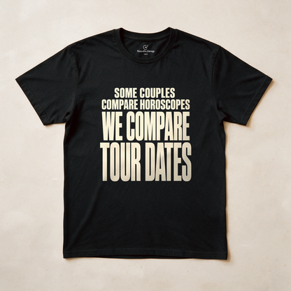 We Compare Tour Dates Tee - Black flatlay