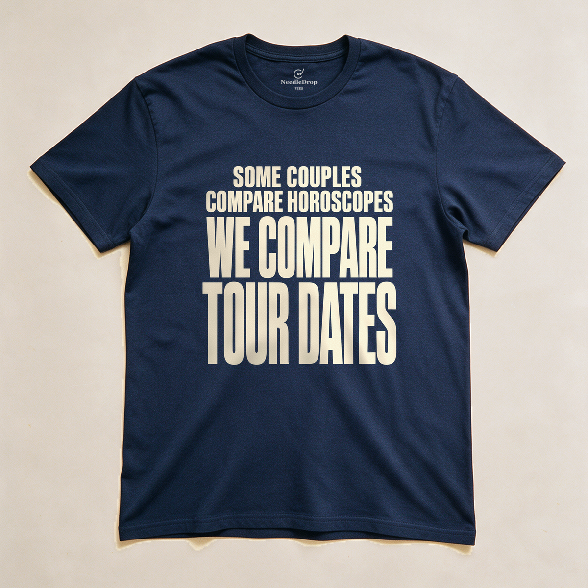 We Compare Tour Dates Tee - Navy flatlay