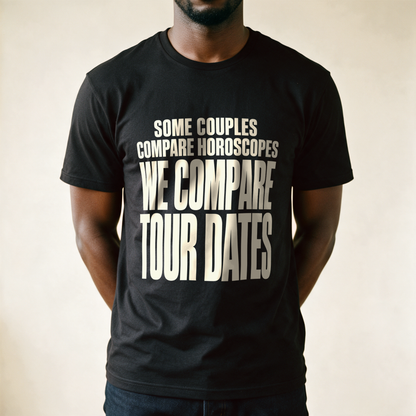 We Compare Tour Dates Tee - Black draagfoto