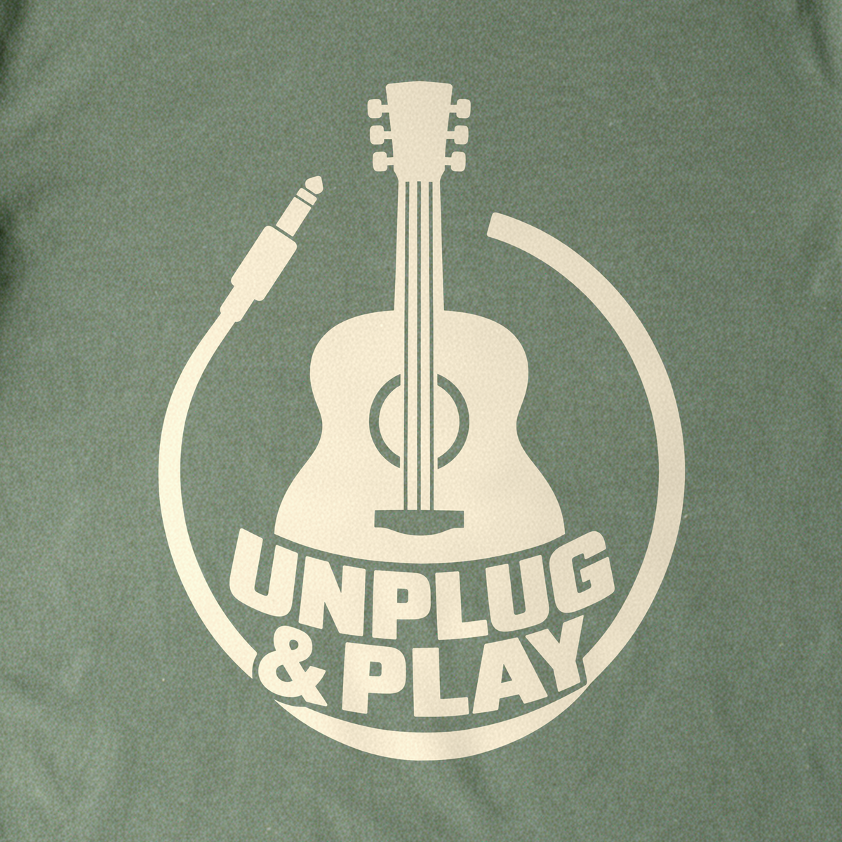 Unplug & Play Tee - Military Green close-up print
