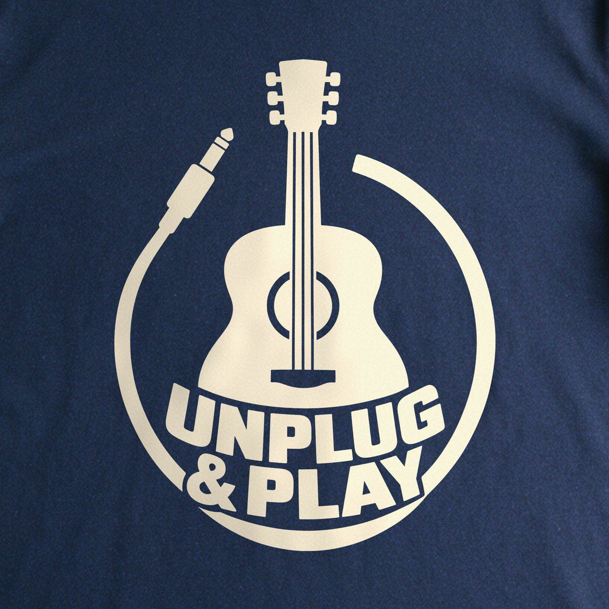 Unplug & Play Tee - Navy close-up print