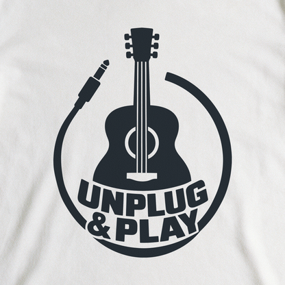 Unplug & Play Tee - White close-up print