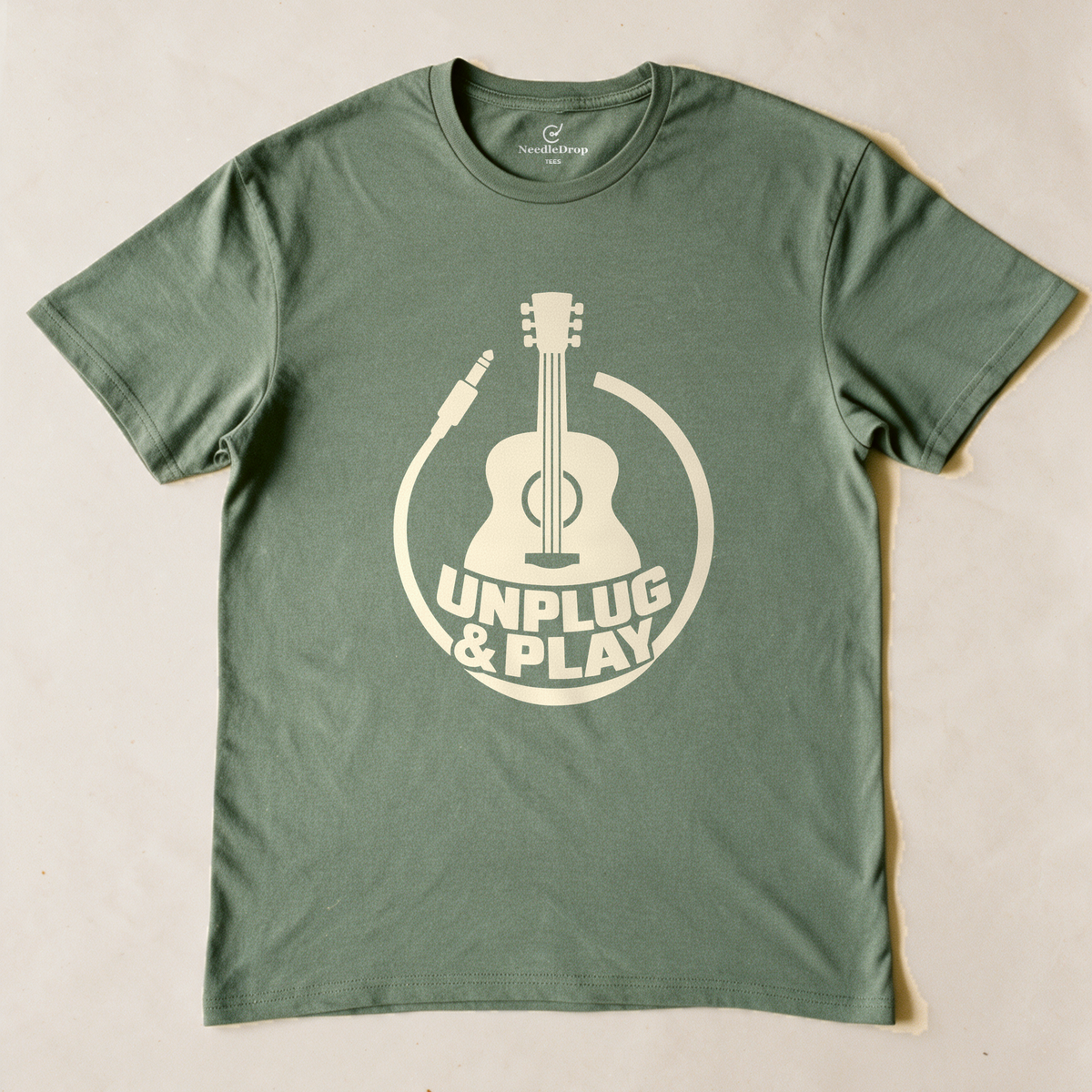 Unplug & Play Tee - Military Green flatlay