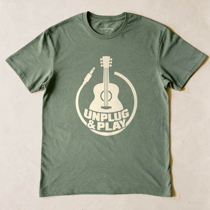 Unplug & Play Tee - Military Green flatlay