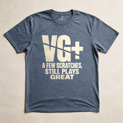 VG+ Still Plays Great Tee - Dark Heather Grey flatlay