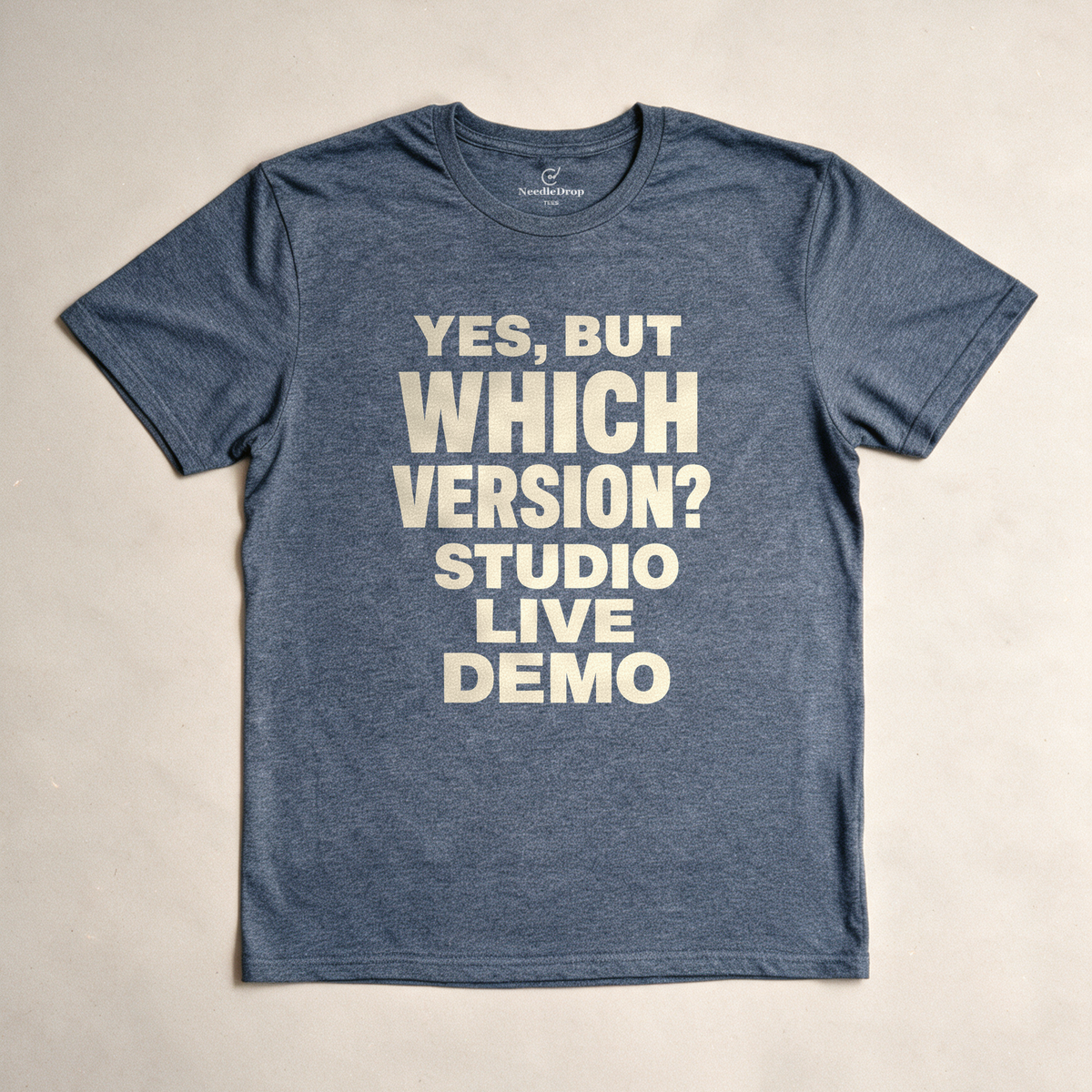 Yes, But Which Version? Tee - Dark Heather Grey flatlay