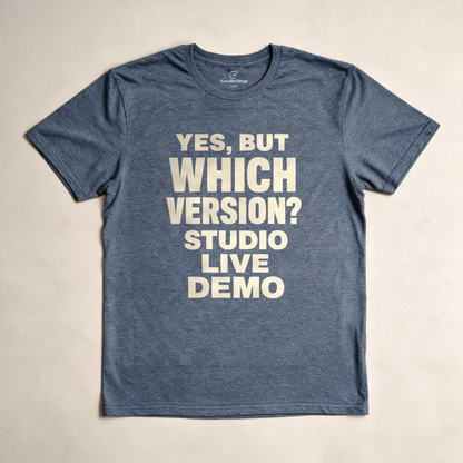 Yes, But Which Version? Tee - Dark Heather Grey flatlay