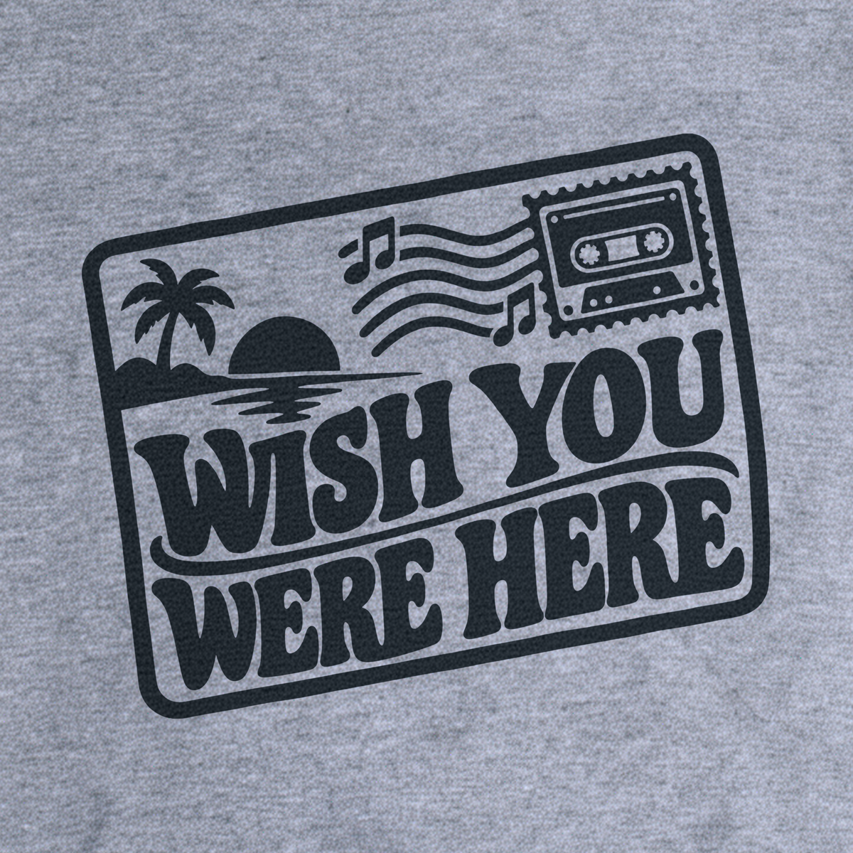 Wish You Were Here Postcard Tee - Sport Grey close-up print