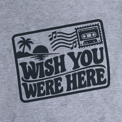 Wish You Were Here Postcard Tee - Sport Grey close-up print