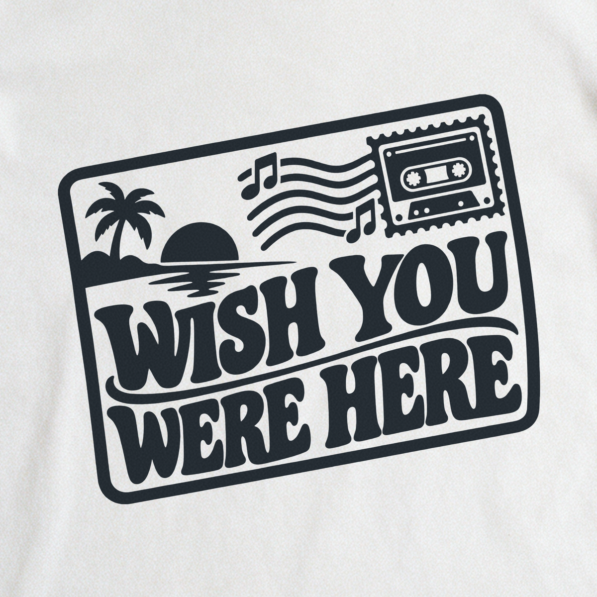 Wish You Were Here Postcard Tee - White close-up print