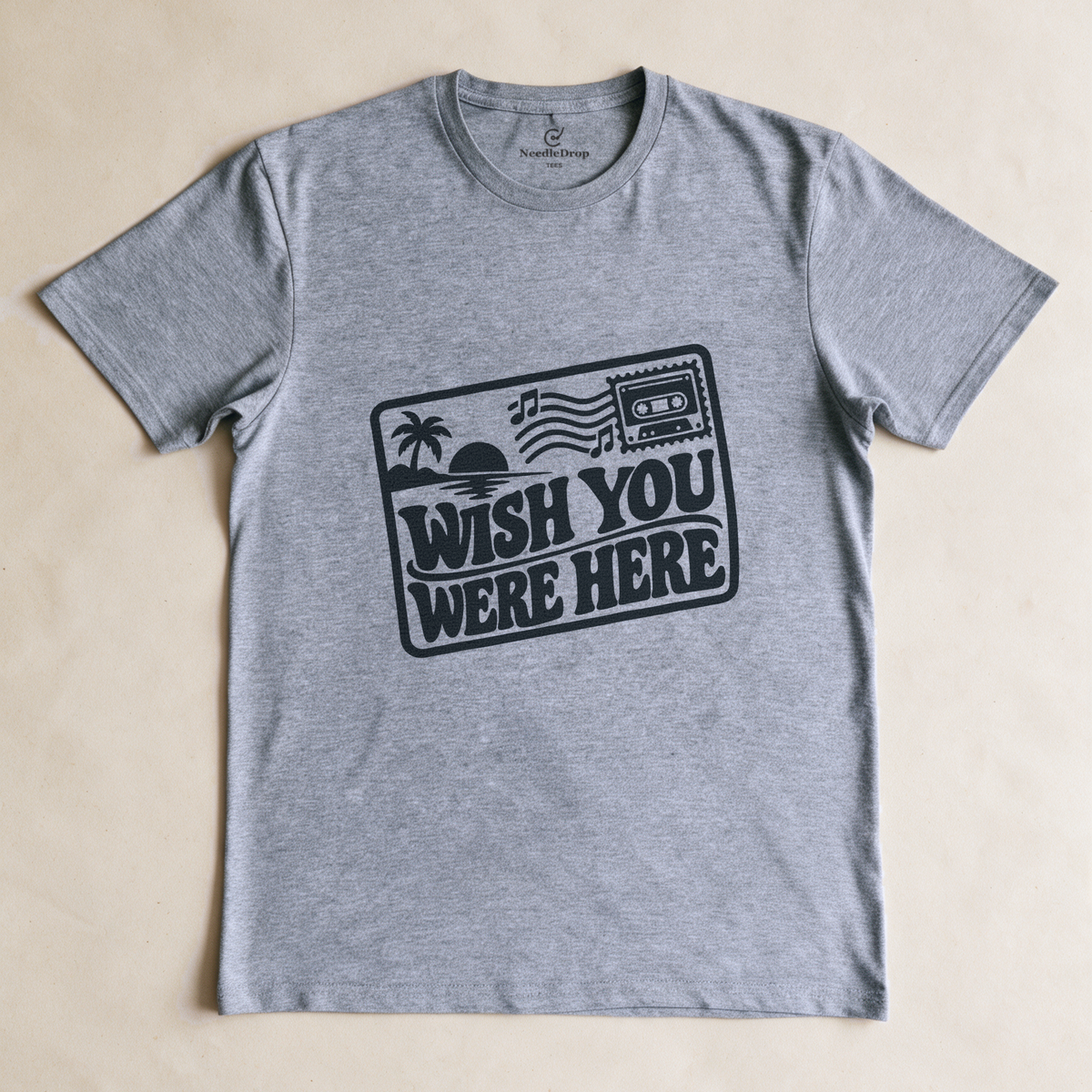 Wish You Were Here Postcard Tee - Sport Grey flatlay