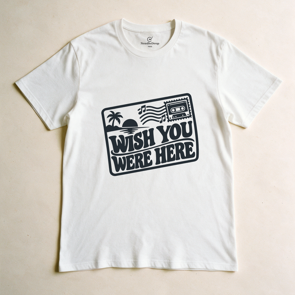 Wish You Were Here Postcard Tee - White flatlay