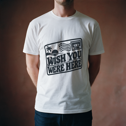 Wish You Were Here Postcard Tee - White draagfoto